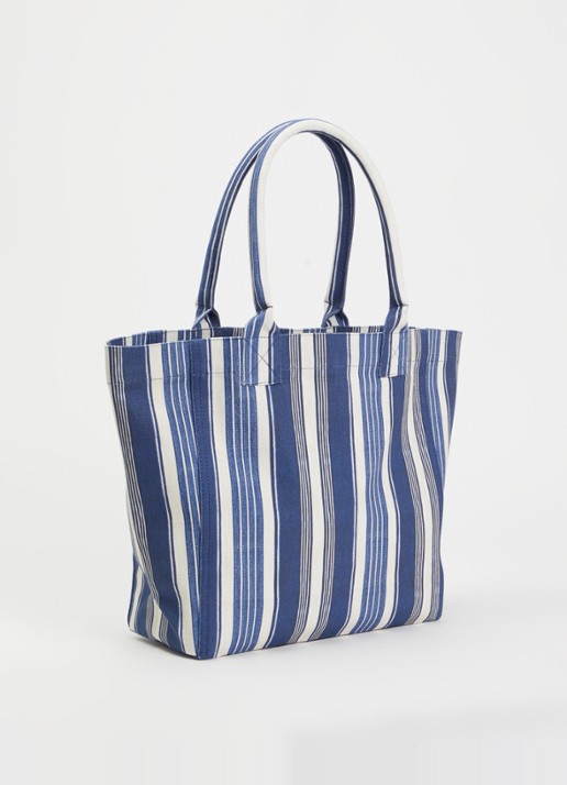 Isabel Marant Yenky small shopper met streepprint en logo - achterkant 6 indigo