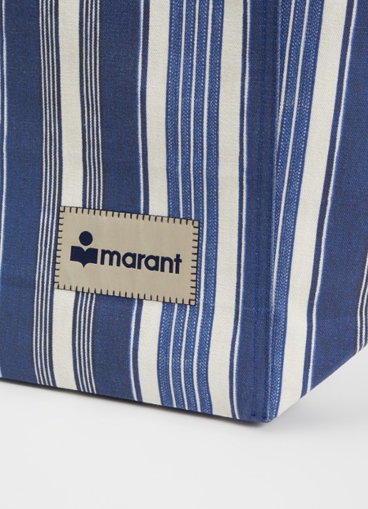 Isabel Marant Yenky small shopper met streepprint en logo - detail 3 indigo