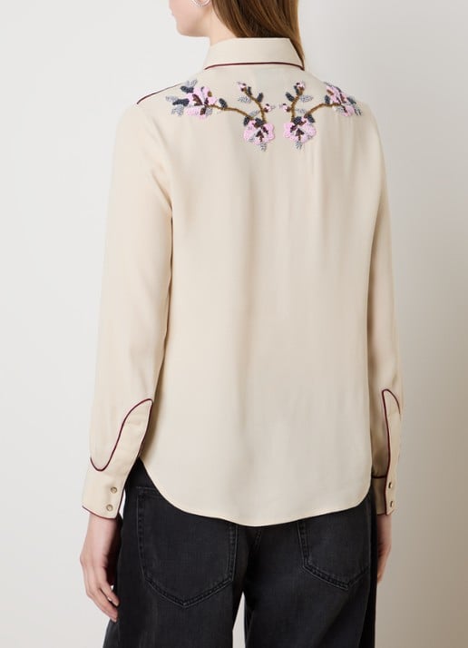 Isabel Marant Yzea blouse met kralendecoratie - achterkant 5 beige