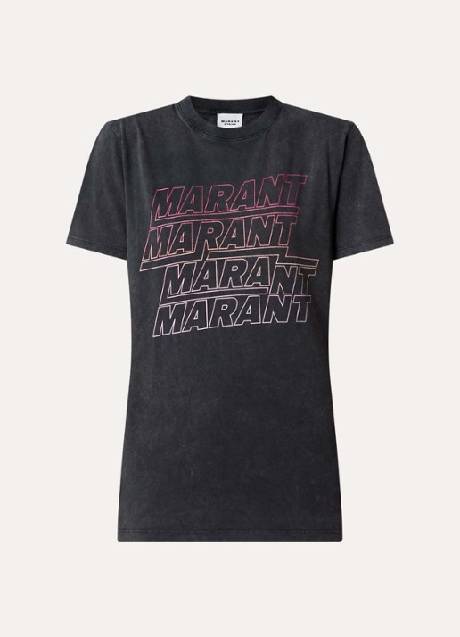 Isabel Marant Zoeline T-shirt met logoprint - voorkant antraciet