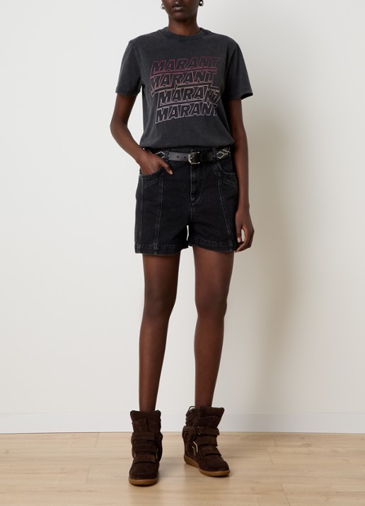 Isabel Marant Zoeline T-shirt met logoprint - voorkant 2 antraciet