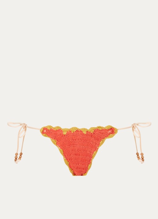 It's Now Cool Tanga bikinislip van crochet - voorkant koraalroze