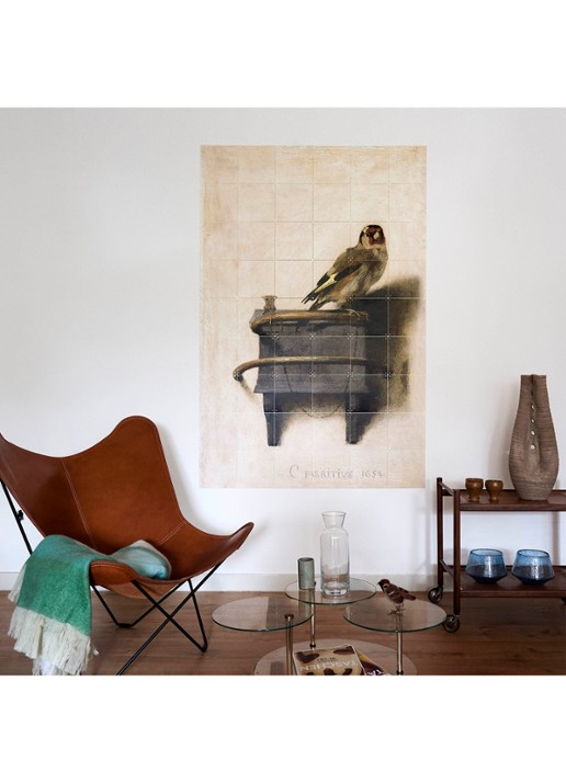 IXXI The Goldfinch wanddecoratie 120 x 80 cm - detail 4 donkerbeige