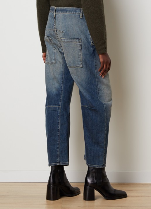 J.W. Anderson Emerson high waist balloon fit jeans met medium wassing - achterkant 6 indigo