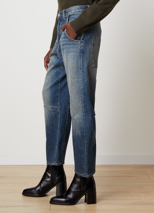 J.W. Anderson Emerson high waist balloon fit jeans met medium wassing - detail 4 indigo