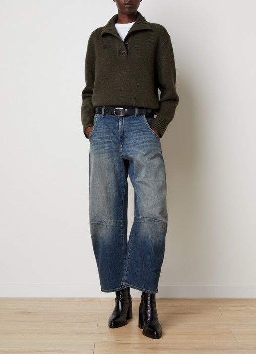 J.W. Anderson Emerson high waist balloon fit jeans met medium wassing - voorkant 2 indigo
