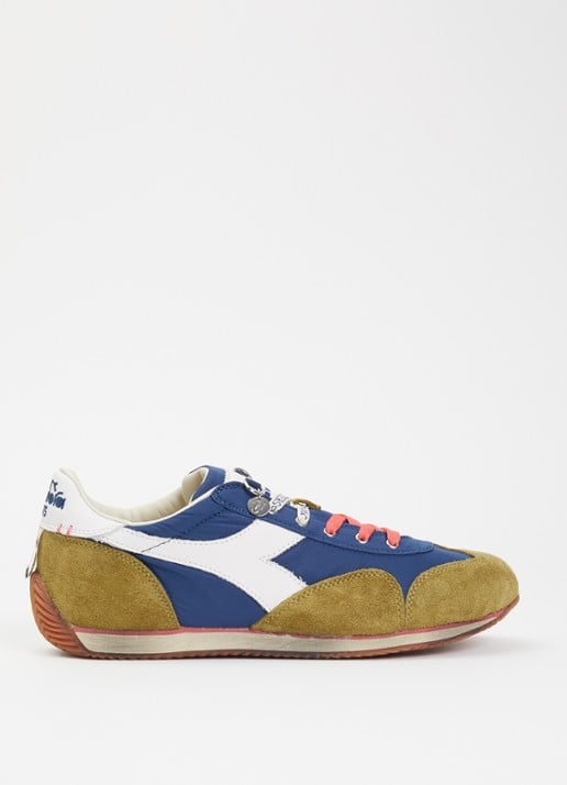 J.W. Anderson Equipe sneaker met details van suède - voorkant legergroen