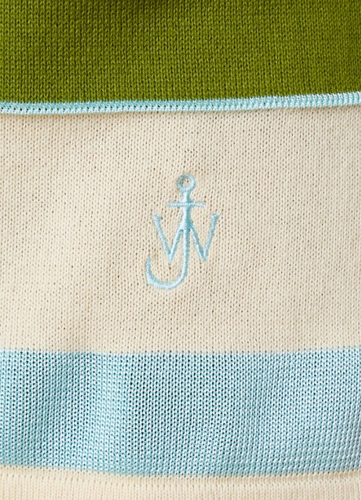 J.W. Anderson Fijngebreide trui met streepprint en polokraag - detail 4 ivoor