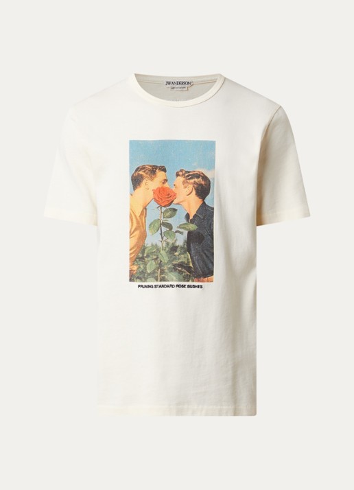 J.W. Anderson Kissing by the Rose Bush T-shirt met print - voorkant 4 gebroken wit