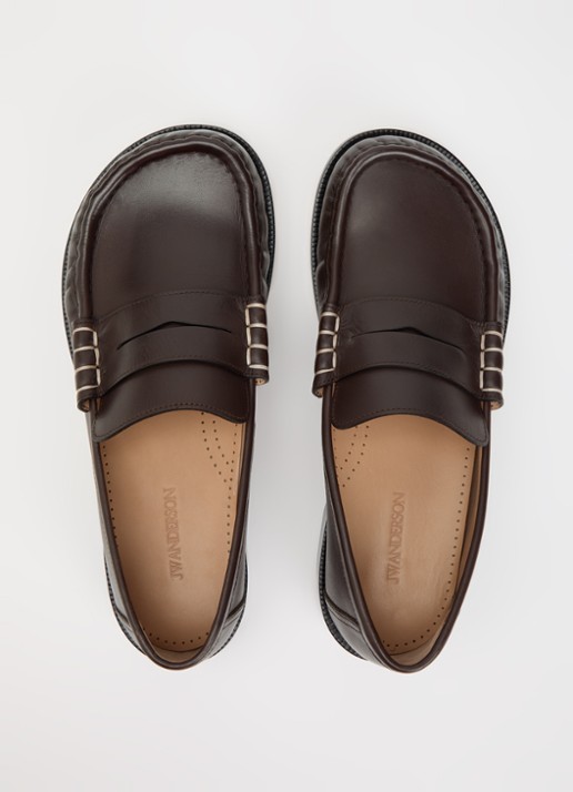 J.W. Anderson Loafer van kalfsleer - detail 2 chocoladebruin
