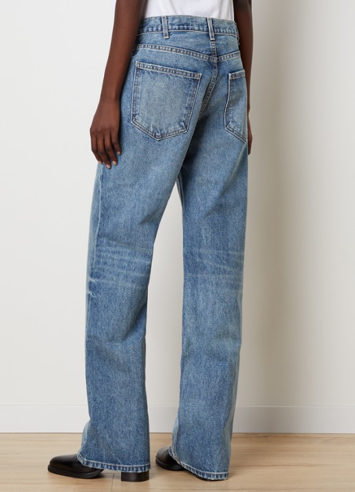 J.W. Anderson Mitchell high waist straight leg jeans met lichte wassing - achterkant 4 indigo