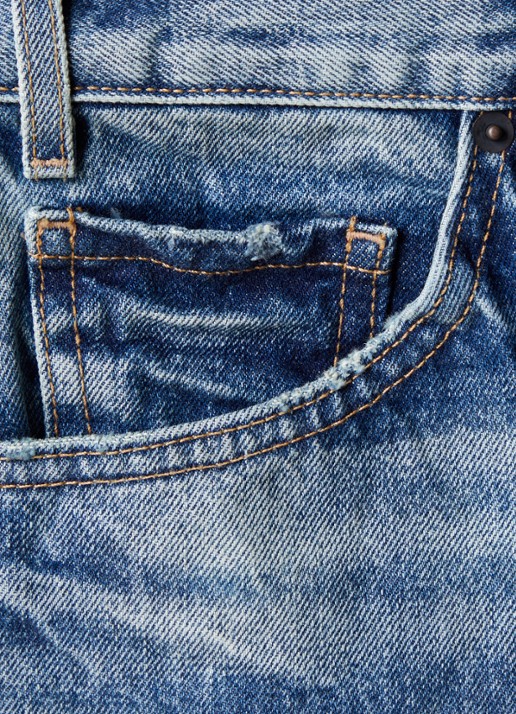 J.W. Anderson Mitchell high waist straight leg jeans met lichte wassing - detail 3 indigo