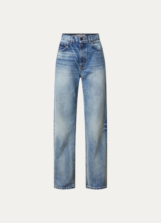J.W. Anderson Mitchell high waist straight leg jeans met lichte wassing - voorkant 5 indigo
