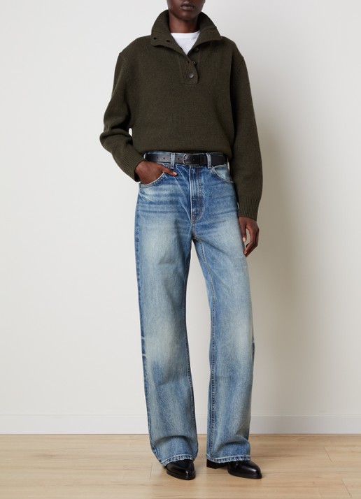 J.W. Anderson Mitchell high waist straight leg jeans met lichte wassing - voorkant 6 indigo