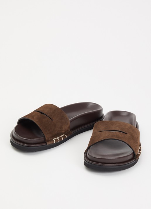 J.W. Anderson Slipper van suède - detail bruin