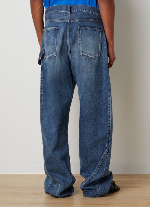 J.W. Anderson Tapered jeans met medium wassing en logoborduring - achterkant 4 blauw