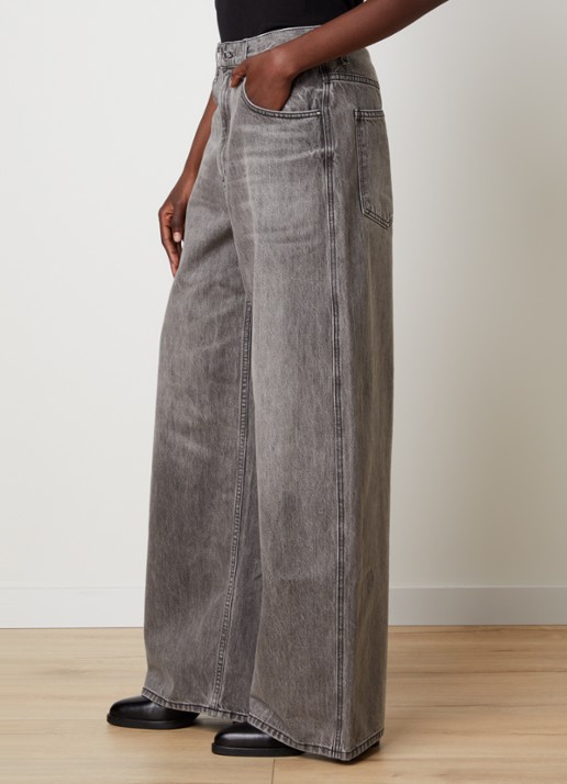 J.W. Anderson Terese high waist wide leg jeans met gekleurde wassing - detail 2 lichtgrijs