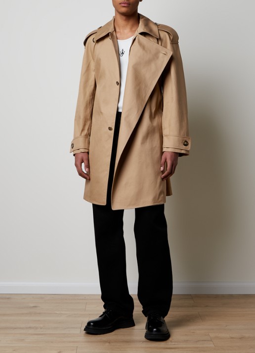 J.W. Anderson Trenhcoat met steekzakken en ceintuur - voorkant 6 beige