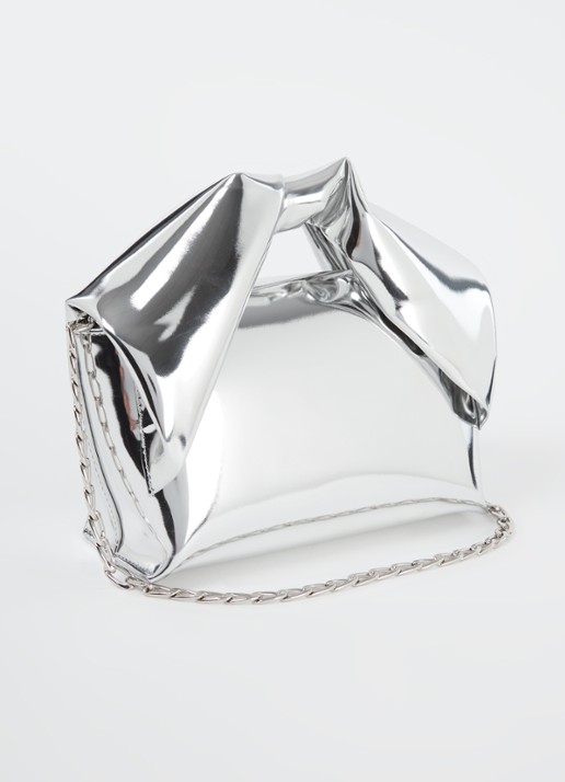 J.W. Anderson Twister Mirror Midi handtas met metallic finish - achterkant 4 zilver