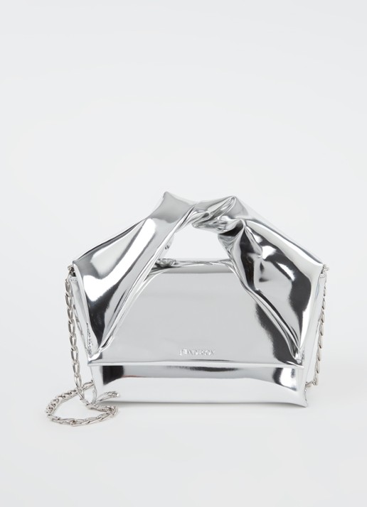 J.W. Anderson Twister Mirror Midi handtas met metallic finish - voorkant zilver