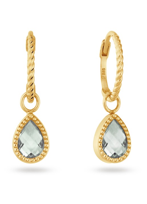Jackie 14K Gold Amstel oorhangers van 14 karaat geelgoud - voorkant groen