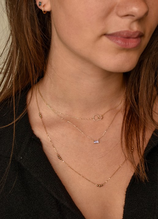 Jackie 14K Gold Cirkels schakelketting van 14 karaat geelgoud - voorkant 2 geelgoud