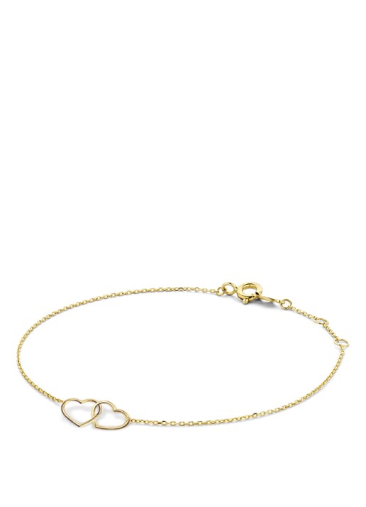 Jackie 14K Gold Double Heart armband van 14 karaat geelgoud