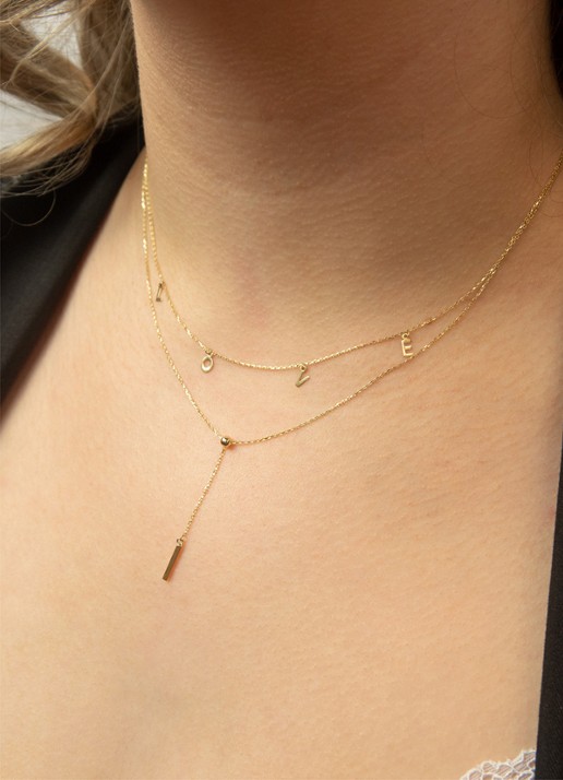 Jackie 14K Gold Gracia ketting van 14 karaat geelgoud - voorkant 3 geelgoud