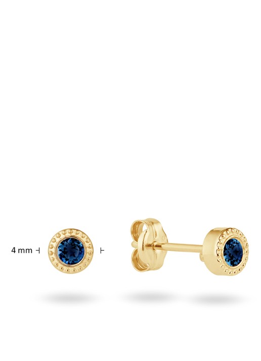 Jackie 14K Gold Kirstenbosch oorknopjes van 14 karaat geelgoud - detail 2 blauw