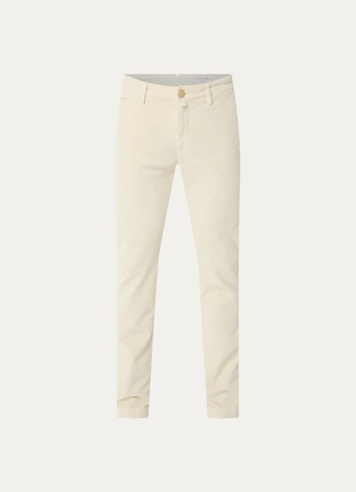 Jacob Cohën Bobby slim fit broek van corduroy - voorkant 4 gebroken wit