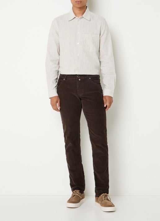 Jacob Cohën Nick slim fit broek van corduroy - voorkant 5 bruin