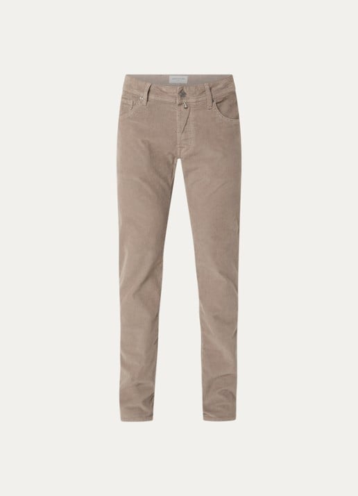 Jacob Cohën Nick slim fit broek van corduroy - voorkant grijs
