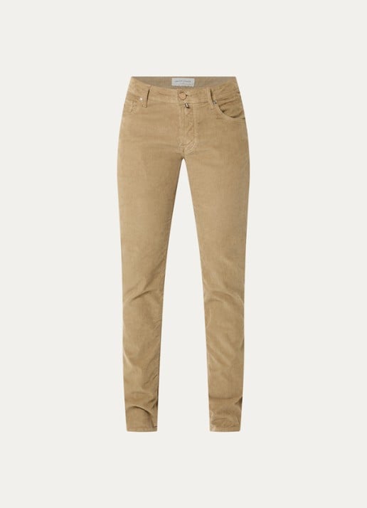 Jacob Cohën Nick slim fit broek van corduroy - voorkant 3 zand