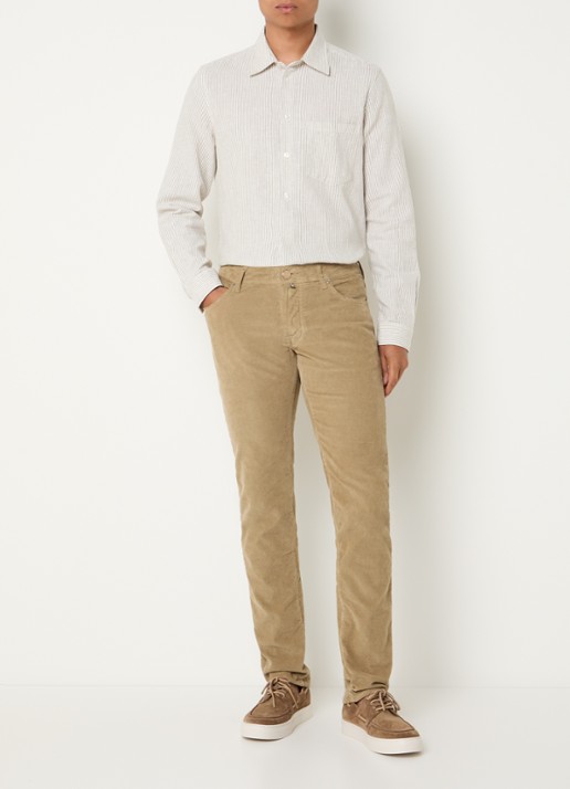 Jacob Cohën Nick slim fit broek van corduroy - voorkant 4 zand
