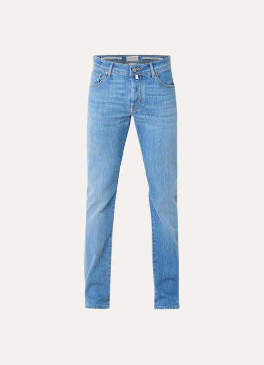 Jacob Cohën Nick slim fit jeans met lichte wassing - voorkant indigo