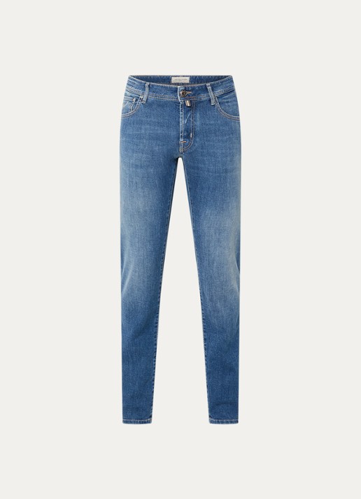 Jacob Cohën Nick slim fit jeans met medium wassing - voorkant 2 indigo