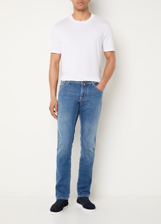 Jacob Cohën Nick slim fit jeans met medium wassing - voorkant 3 indigo