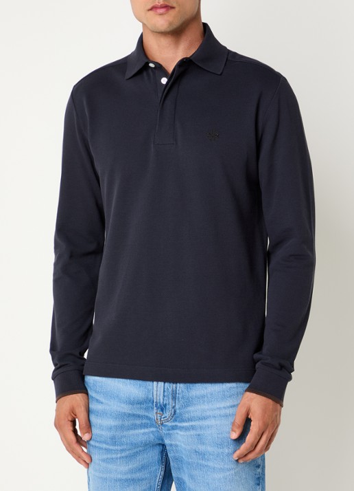 Jacob Cohën Regular fit polo van piqué katoen - detail donkerblauw
