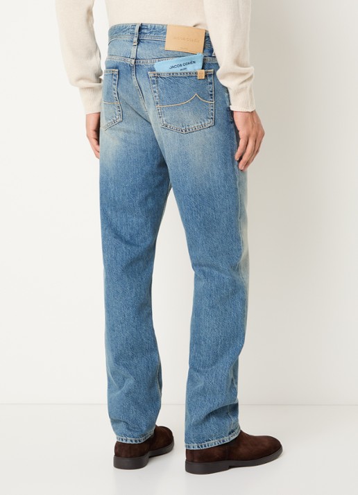 Jacob Cohën Sean 300D straight leg jeans met medium wassing - achterkant 3 blauw