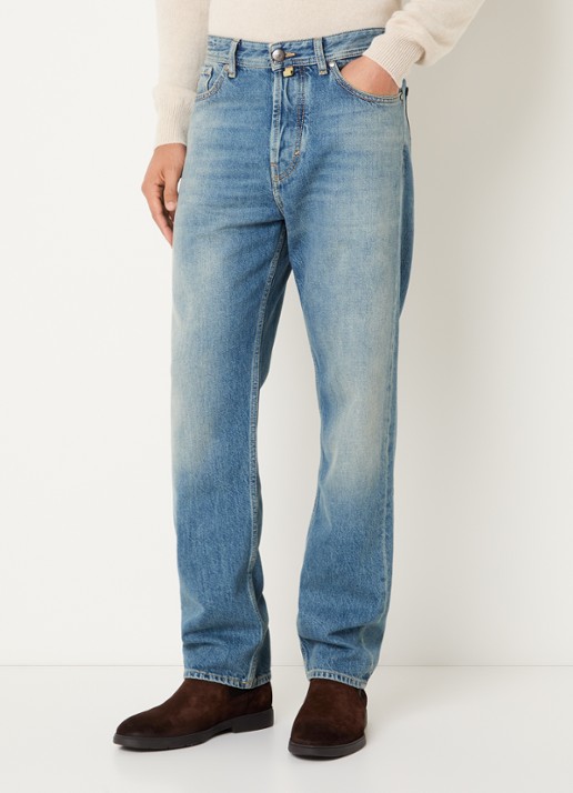 Jacob Cohën Sean 300D straight leg jeans met medium wassing - detail blauw