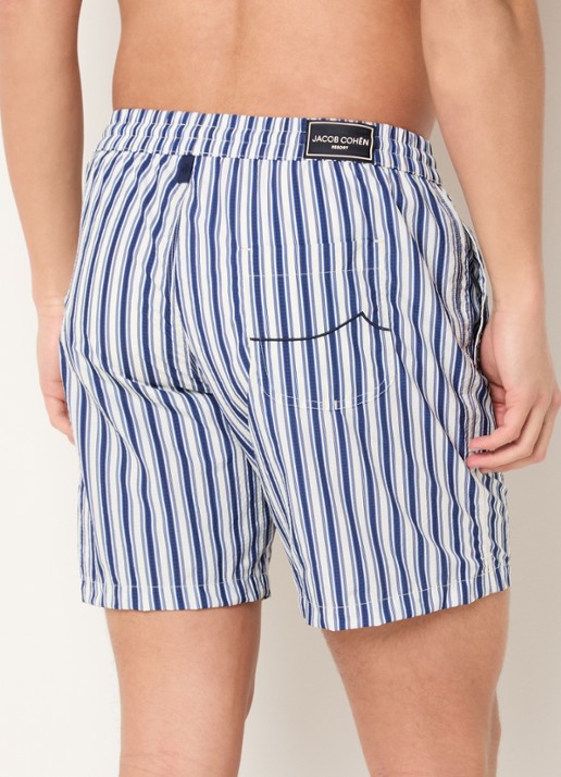 Jacob Cohën Zwemshorts met streepprint - achterkant 3 donkerblauw
