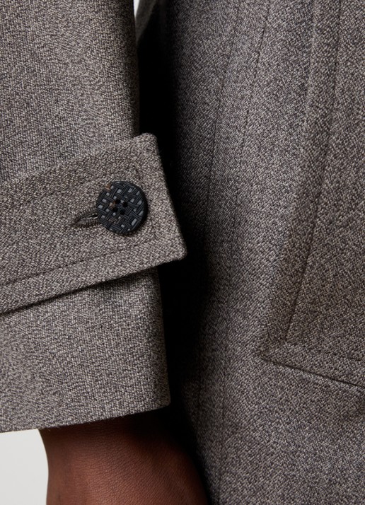 Jacquemus Boléro trenchcoat van scheerwol met strikceintuur - detail 4 donkerbruin