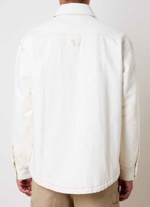 Jacquemus Boulanger gewatteerd overshirt van denim met steekzakken - achterkant gebroken wit