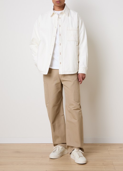 Jacquemus Boulanger gewatteerd overshirt van denim met steekzakken - voorkant 3 gebroken wit