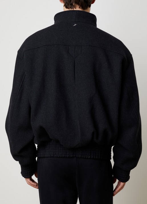 Jacquemus Carrera gewatteerd jack in scheerwolblend met opstaande kraag - achterkant donkergrijs