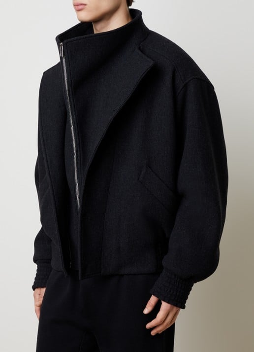 Jacquemus Carrera gewatteerd jack in scheerwolblend met opstaande kraag - detail 4 donkergrijs
