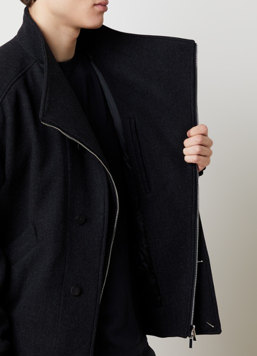 Jacquemus Carrera gewatteerd jack in scheerwolblend met opstaande kraag - detail 6 donkergrijs