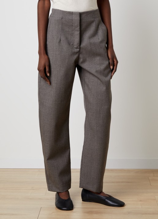Jacquemus Citta high waist straight fit pantalon van scheerwol - detail donkerbruin