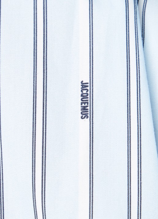 Jacquemus Cropped blouse met streepprint - detail 4 lichtblauw