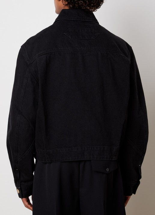 Jacquemus de-Nîmes Canevas spijkerjas met logo en steekzakken - achterkant 5 zwart